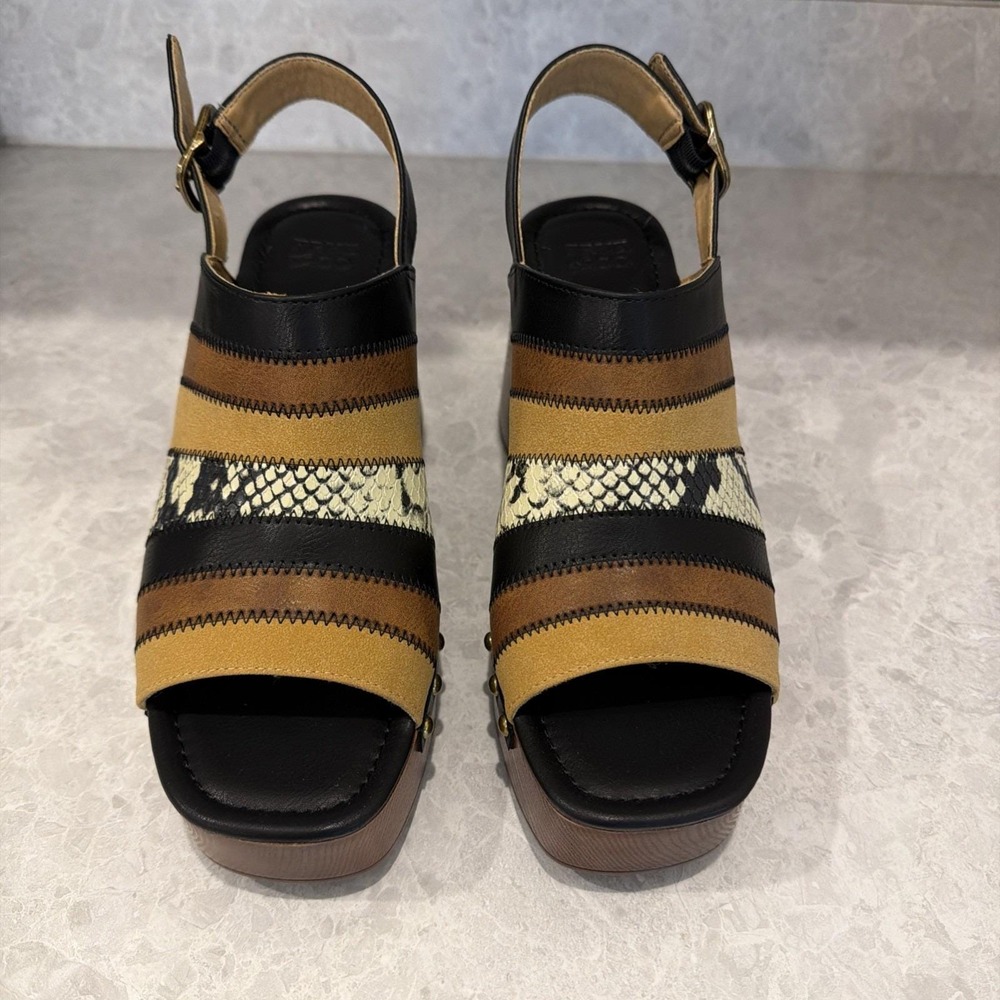 Frye And Company Wyllie Patchwork Block Heel Raised Platform Shoe. Size 8